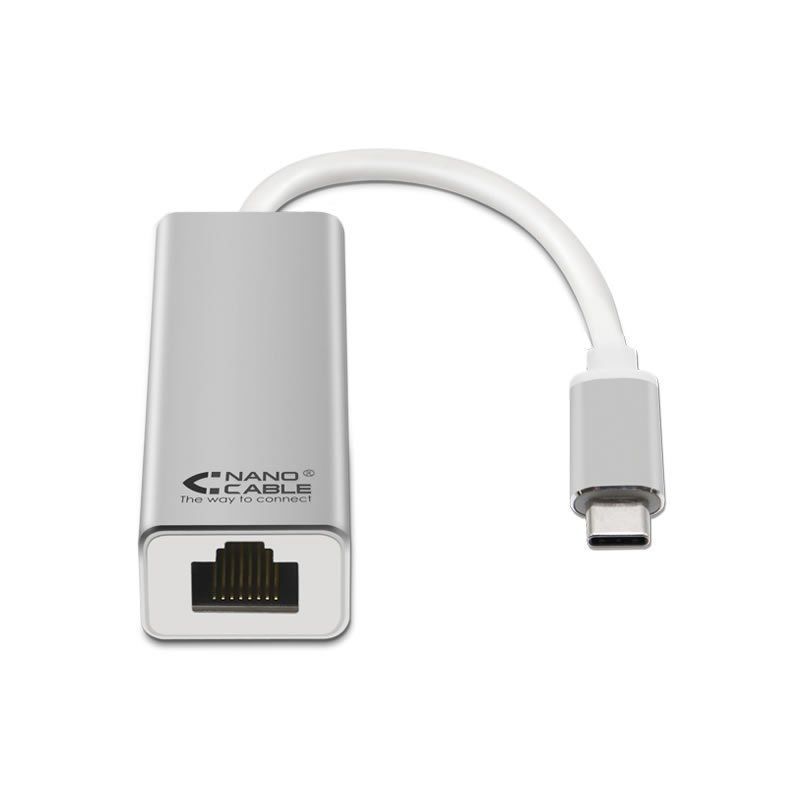 Adaptador USB Tipo-C a LAN - Nanocable 10.03.0402 - Ethernet 10/100/1000 Mbps - Cable 15CM