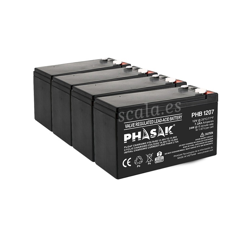 Batería Phasak PHB 1207 Compatible con SAI / UPS Phasak - 12V - 7 Ah
