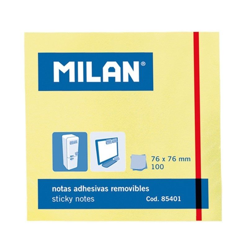 Bloc 100 Notas Adhesivas Milán 85401 - Amarillo Claro - 76x76 MM