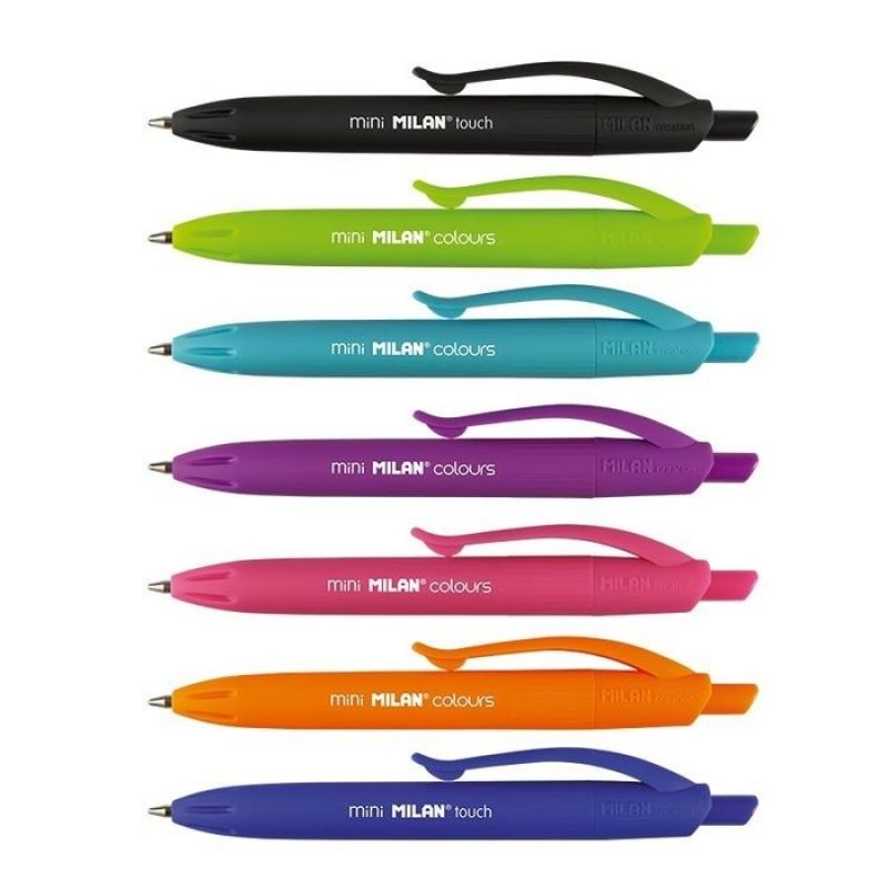 Bolígrafos de Tinta de Aceite Retráctil Milan Mini P1 Touch Colors 176556M87 - 7 unidades - Colores Surtidos