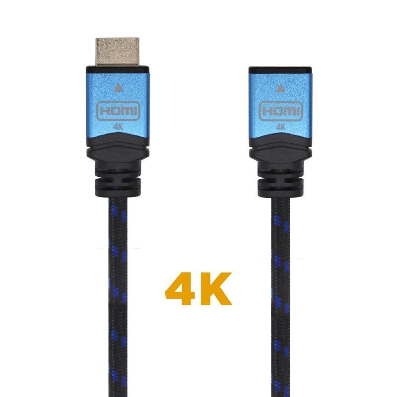 Cable Alargador HDMI - 3 Metros - Aisens A120-0454 - HDMI Macho - HDMI Hembra - Negro / Azul
