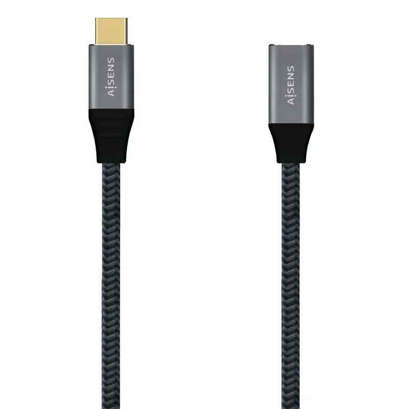 Cable Alargador USB 3.1 Tipo-C - Aisens A107-0635 - USB Tipo-C Macho - USB Tipo-C Hembra - 1 Metro - Gris