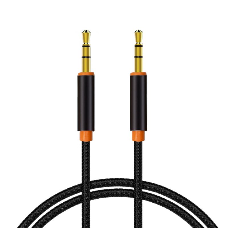 Cable Audio - Jack 3.5 Mm a Jack 3.5 Mm - Audio-Audio - Nylon Negro - 1 Metro