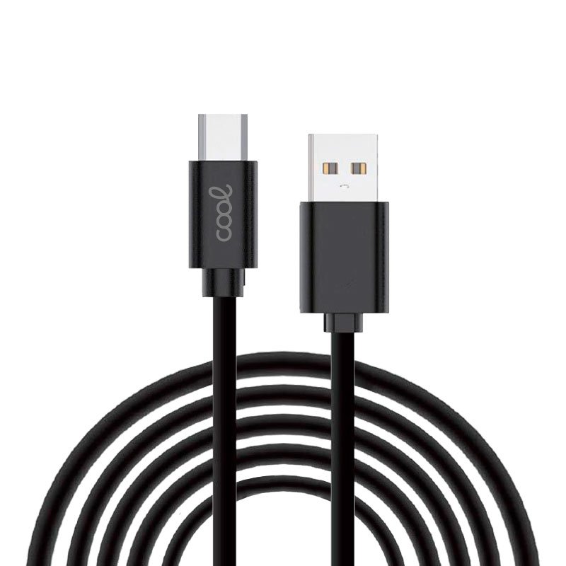 Cable Compatible COOL Universal  USB a Tipo-C - 3 Metros - Negro - 2.4 Amp