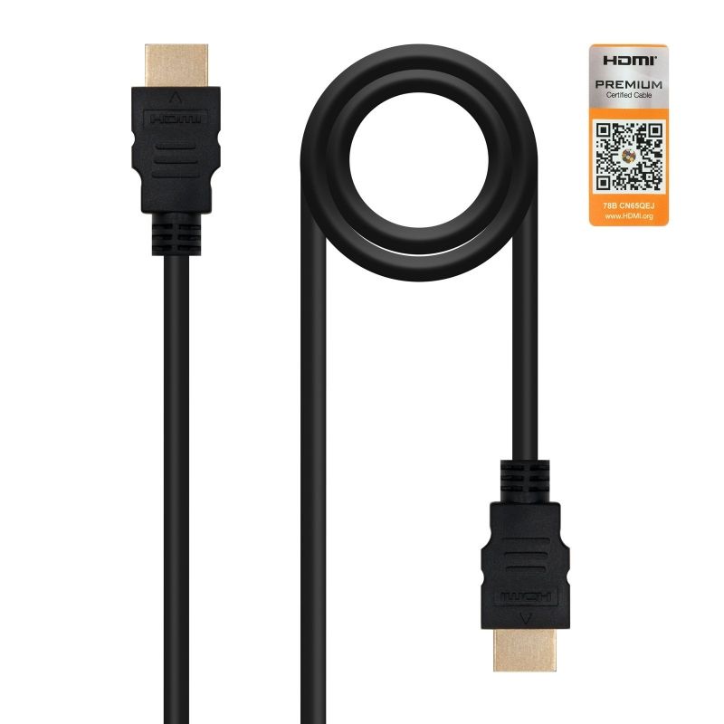 Cable HDMI Nanocable 10.15.3603 - V2.0 4K - Conectores HDMI A Macho - 3 Metros - Negro - Certificación Premium