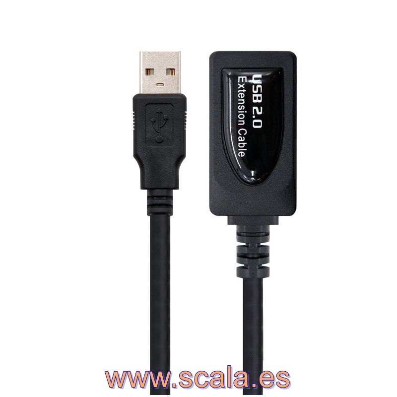 Cable Prolongador de USB 2.0 - 5 Metros - Tipo A Macho / A Hembra - Amplificador de Señal - Nanocable 10.01.0211