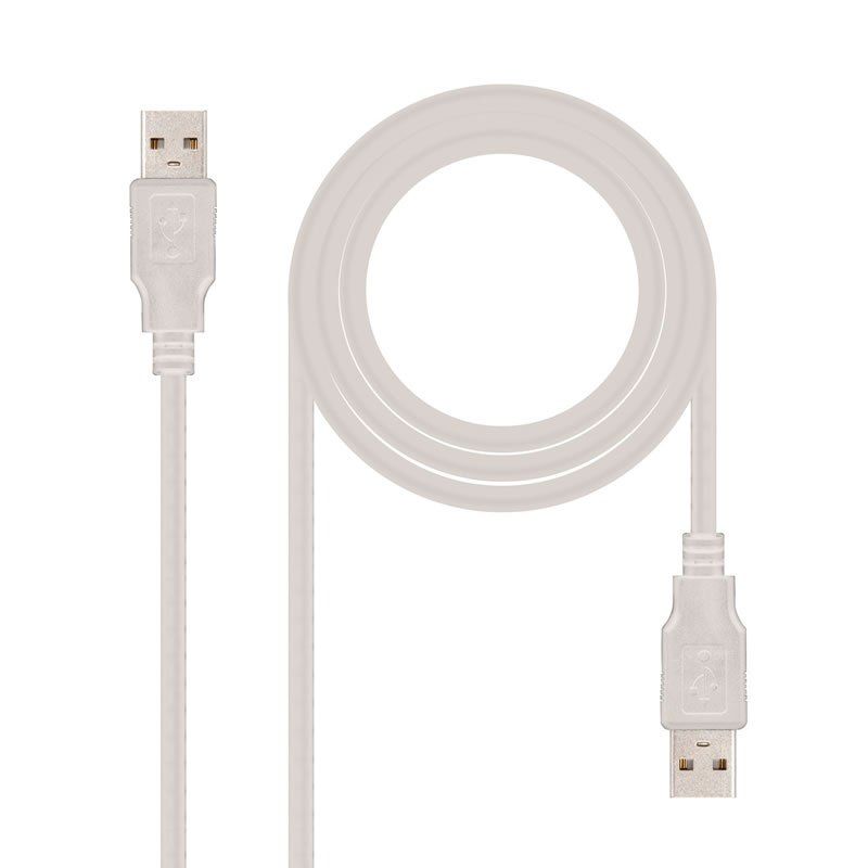 Cable USB 2.0 - Nano Cable 10.01.0302 - Conectores Tipo A Macho / A Macho - Color Beige - 1 Metro