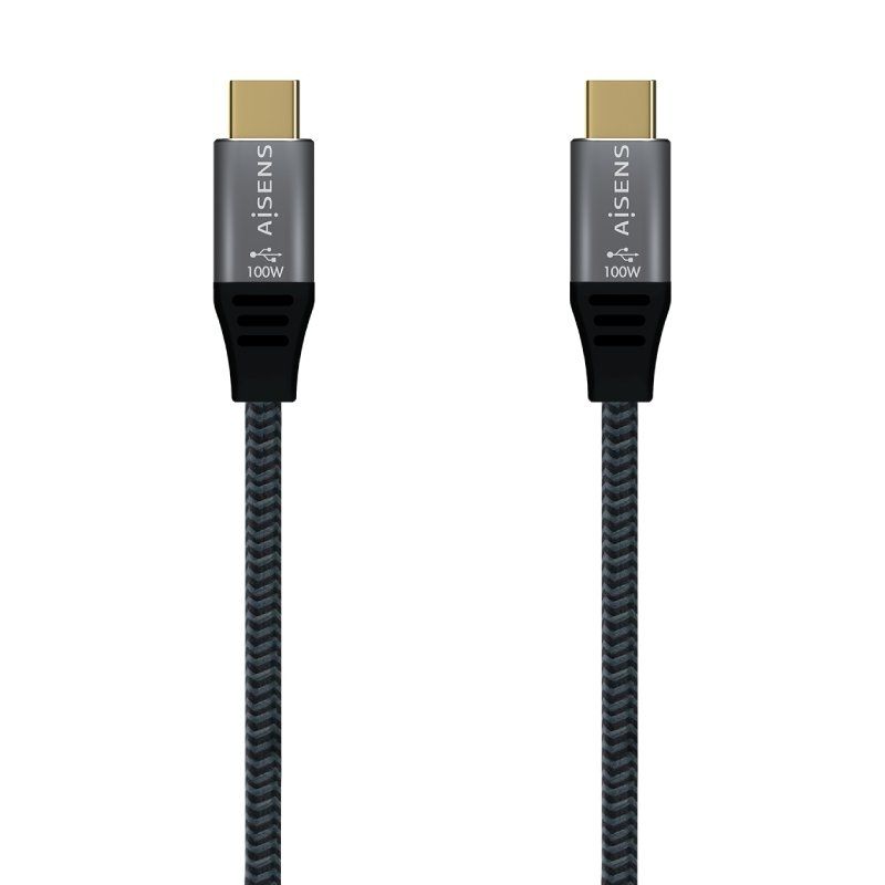 Cable USB 2.0 Tipo-C Aisens A107-0628 - USB Tipo-C Macho - USB Tipo-C Macho - 1 Metro - Gris