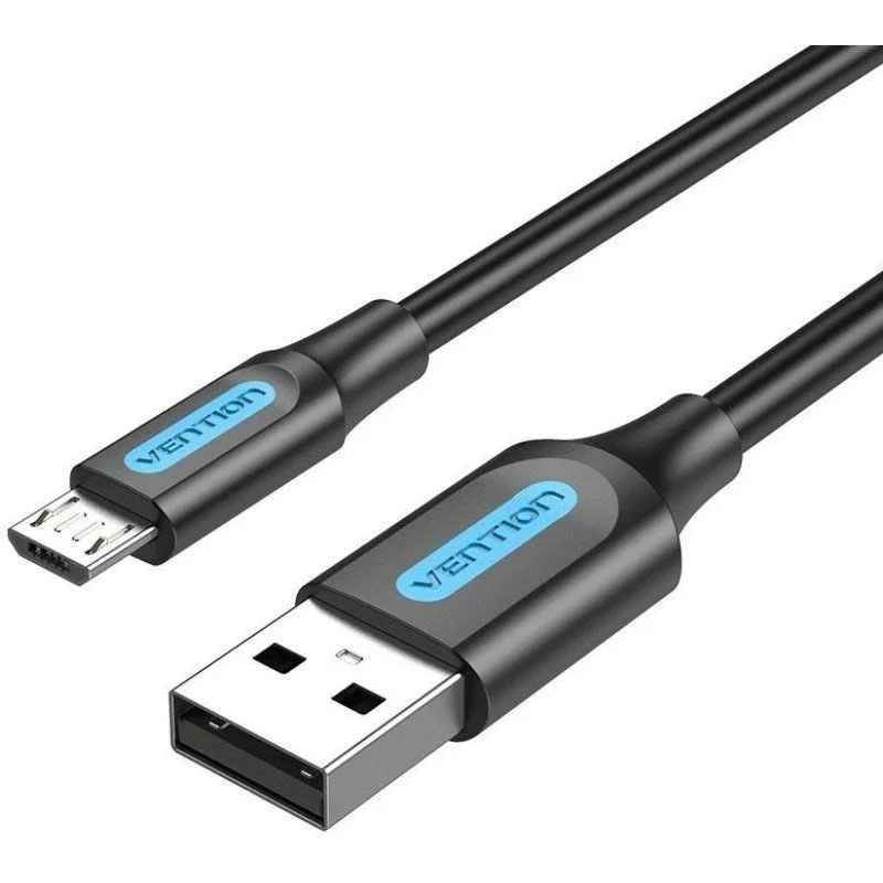 Cable USB 2.0 Vention COLBF - USB Macho - Micro USB Macho - Hasta 60W - 480 Mbps - 1 Metro - Negro