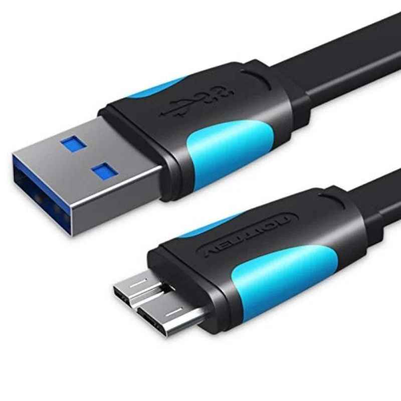 Cable USB 3.0 Vention VAS-A12-B025 - MicroUSB Macho - USB Macho - 10W - 5Gbps - 25cm - Azul y Negro