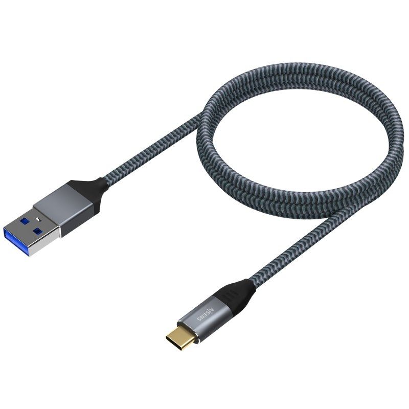 Cable USB 3.1 Aisens A107-0631 - USB Tipo-C Macho - USB Macho - 1 Metro - Gris