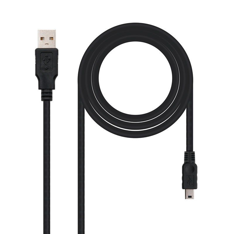 Cable USB Macho a Mini USB Macho - Nanocable 10.01.0401 - 1 Metro - Negro