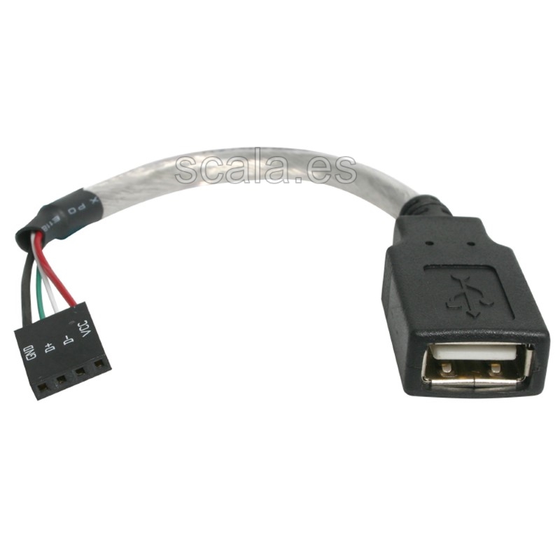 Cable de 15cm Adaptador Extensor USB 2.0 a IDC 4 pines - Conector a Placa Base - Hembra a Hembra - USBMBADAPT