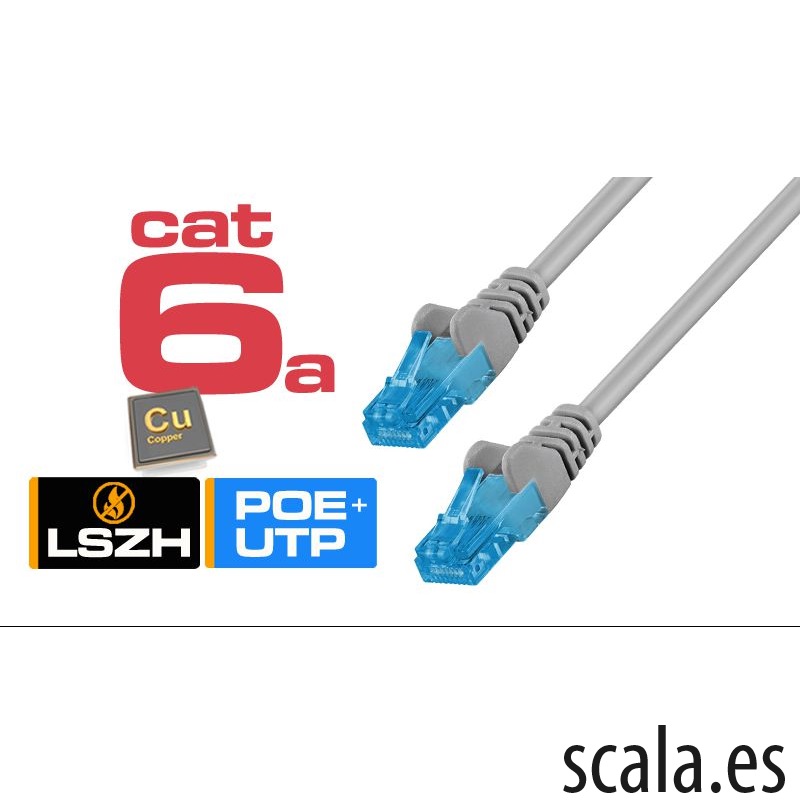 Cable de Red / Latiguillo - Cat. 6a - U-UTP LSZH - Cobre - AWG26/27 Gris