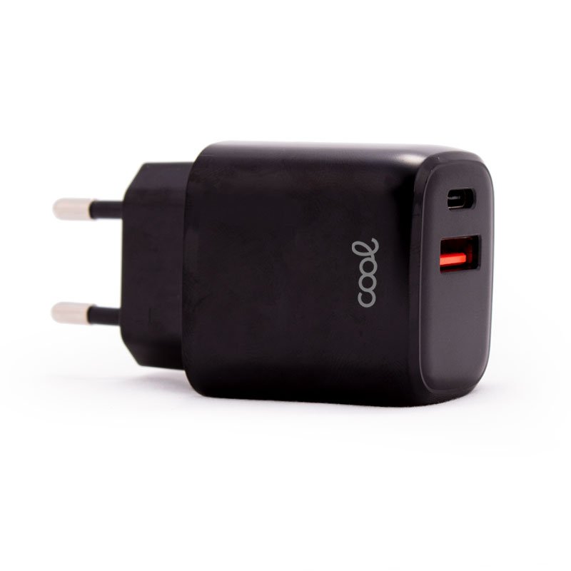 Cargador Red Universal Fast Charger (PD) Dual Tipo-C / USB - COOL 20W - Negro