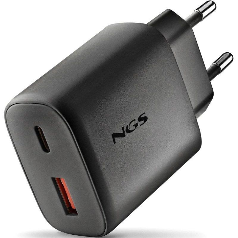 Cargador de Pared GaN - 45W - NGS Era - 1xUSB Tipo-C + 1xUSB - Negro