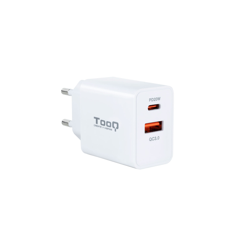 Cargador de Pared Tooq TQWC-2SC04WT Doble - USB-C Power Delivery PD + USB A