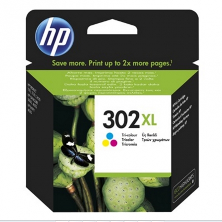 Cartucho Color HP - Nº 302XL - 330 Páginas - Para Officejet 3830, 3832, 3630, Deskjet 1110, 2130, Envy 4520, 4650 - F6U67AE