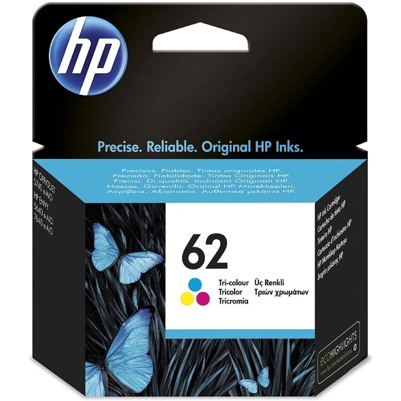 Cartucho de Tinta Color HP - Nº 62 - Para Envy 5640, 7640, Officejet 5740 - 165 Páginas - C2P06AE