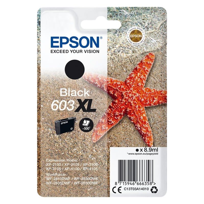 Cartucho de Tinta Negro Epson 603XL - 8.9ML - Estrella Mar - C13T03A14010