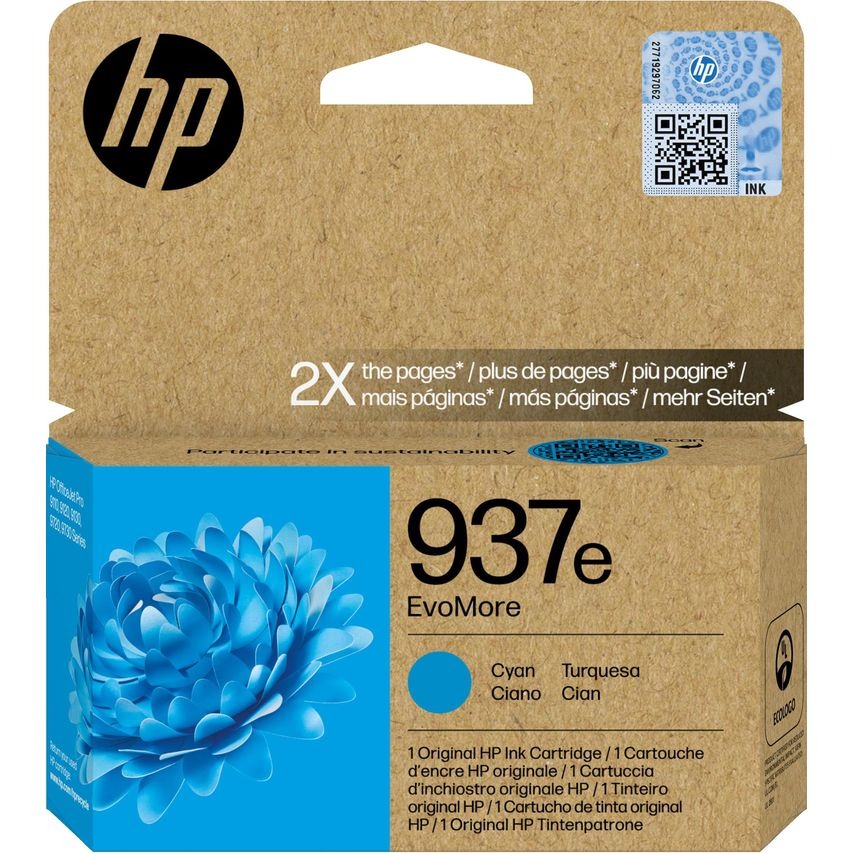 Cartucho de Tinta Original HP Nº 937e EvoMore - Cian - 4S6W6NE#SE1