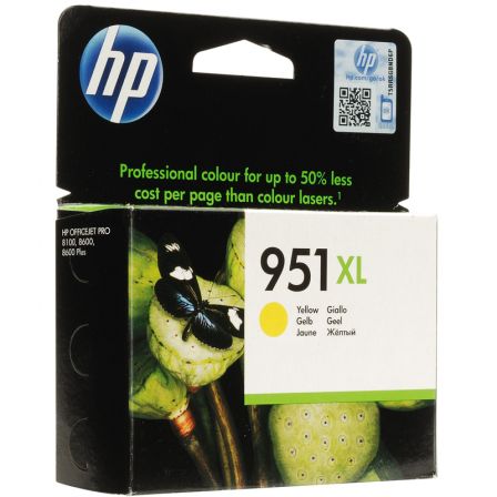 Cartucho de Tinta Original HP Nº 951XL Amarillo Para Officejet Pro 8100, 8600, 8600 Plus - CN048AE