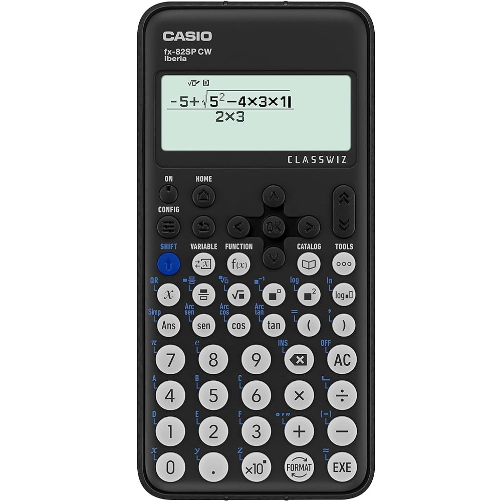 Casio Calculadora Científica Negra 15 y 10+2 Dígitos - 293 Funciones y 9 Memorias - FX-82SPCW