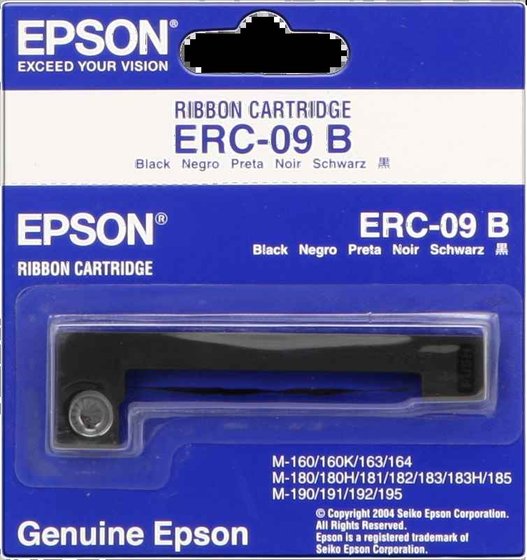 Cinta Original Epson ERC-09 B Para M-160, 160K, 180, 180H, 185, 190, 191, 195 - C43S015354 - HX-20
