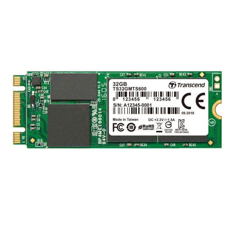 Disco Duro sólido Interno SSD M.2 2260 - 32GB - (SATA III, 6 GB/s) - Transcend TS32GMTS600