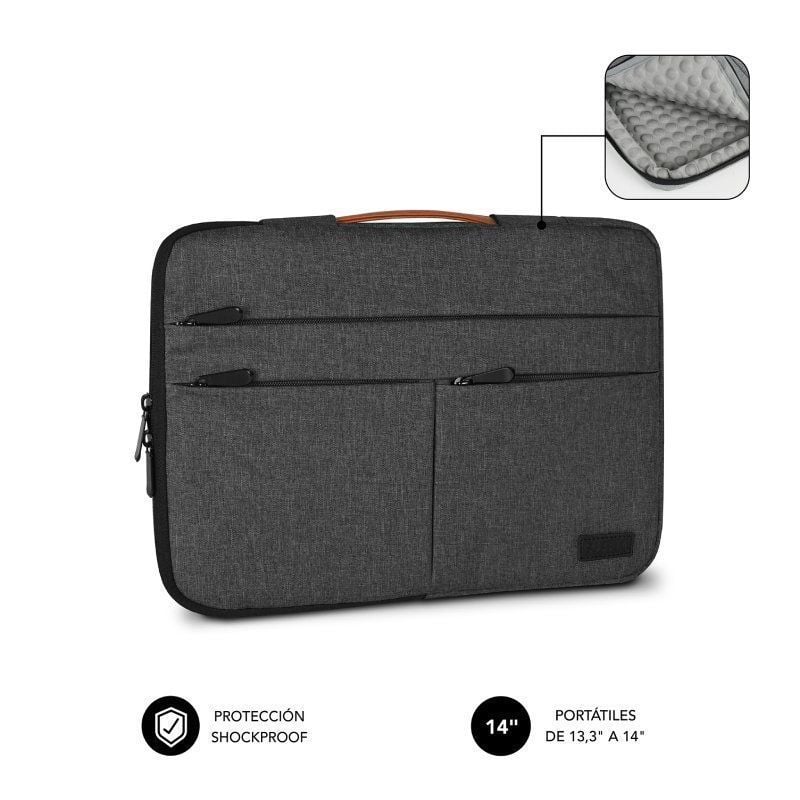 Funda Subblim Air Padding 360 Sleeve - Para Portátiles Hasta 14" - Gris Oscuro