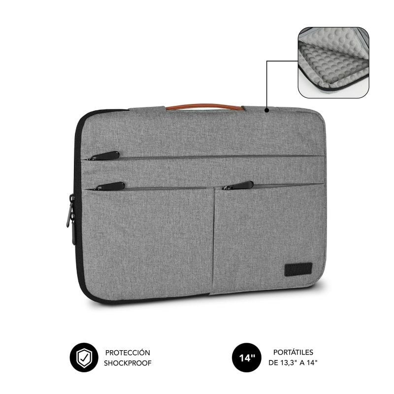 Funda Subblim Air Padding 360 Sleeve Para Portátiles Hasta 14" - Gris Claro