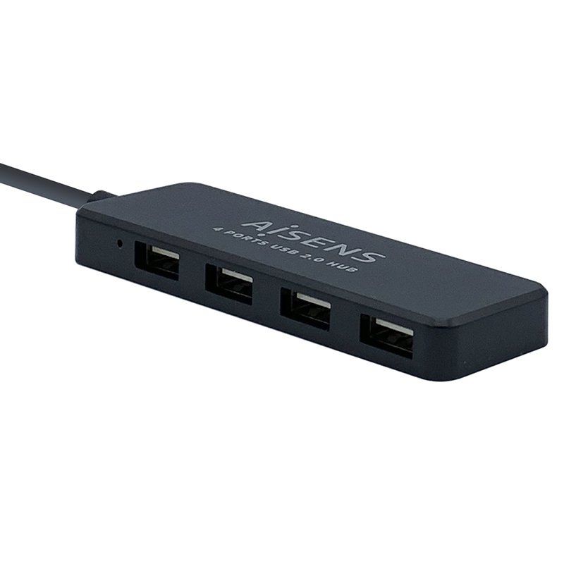 Hus USB Aisens A104-0402 Negro - Conectores 1xUSB A 2.0 Macho / 4xUSB A 2.0 Hembra - Longitud de Cable 30CM