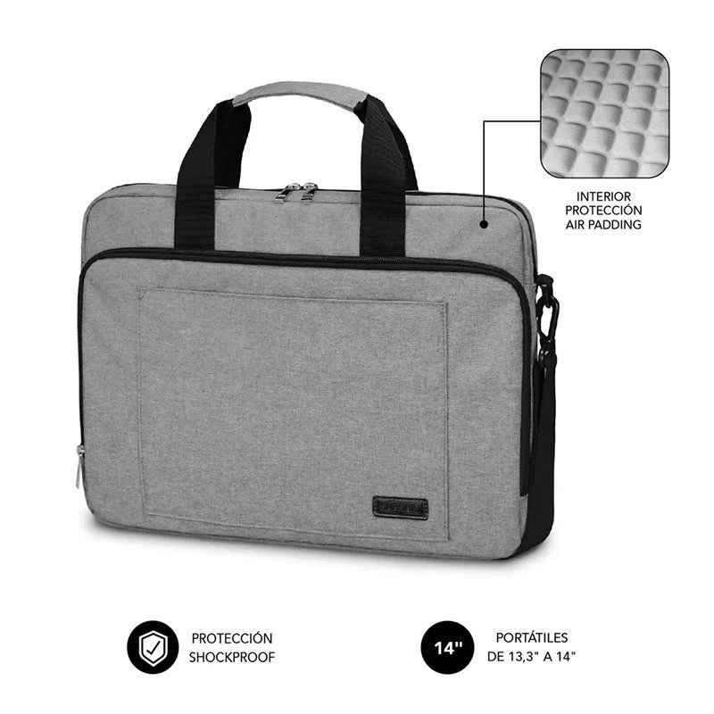 Maletín Subblim Air Padding Laptop Bag para Portátiles Hasta 14" - Cinta para Trolley - Gris - SUB-LB-4APLB01