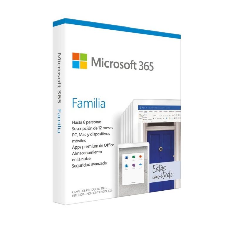 Microsoft Office 365 Familia - Word - Excel - Powerpoint - Outlook - 6 Usuarios / 1 Año - Multidispositivo - 6GQ-00092