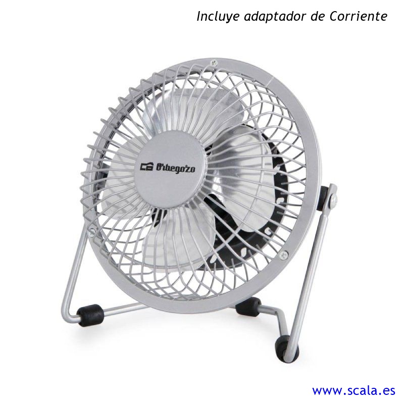 Mini Ventilador de Sobremesa Industrial - Orbegozo PW 1019 Gris - 8W - Ø10CM - Conexión USB 2 en 1 - Diseño Industrial