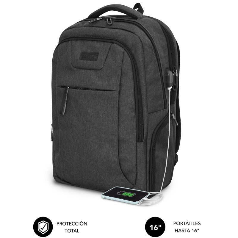 Mochila Subblim Professional Air Padding Backpack para Portátiles Hasta 16" - Puerto USB
