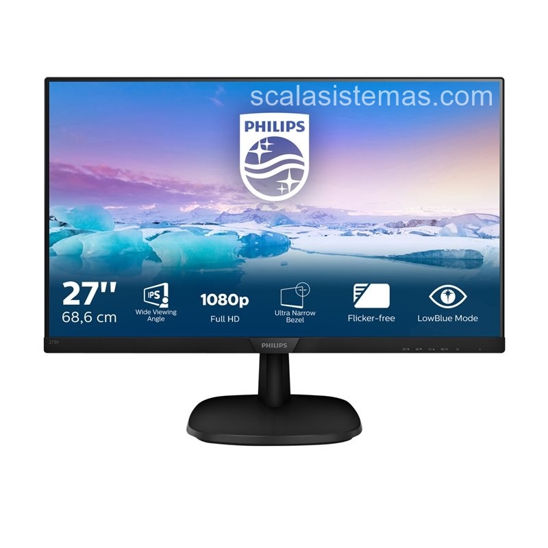 Monitor Multimedia Philips V-line 273V7QDAB - 1920 x 1080 Full HD IPS - HDMI + DVI-D + VGA