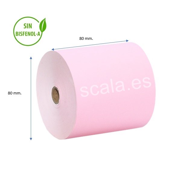 Pack 4 Rollos de Papel Térmico 80x80x12 - Color Rosa