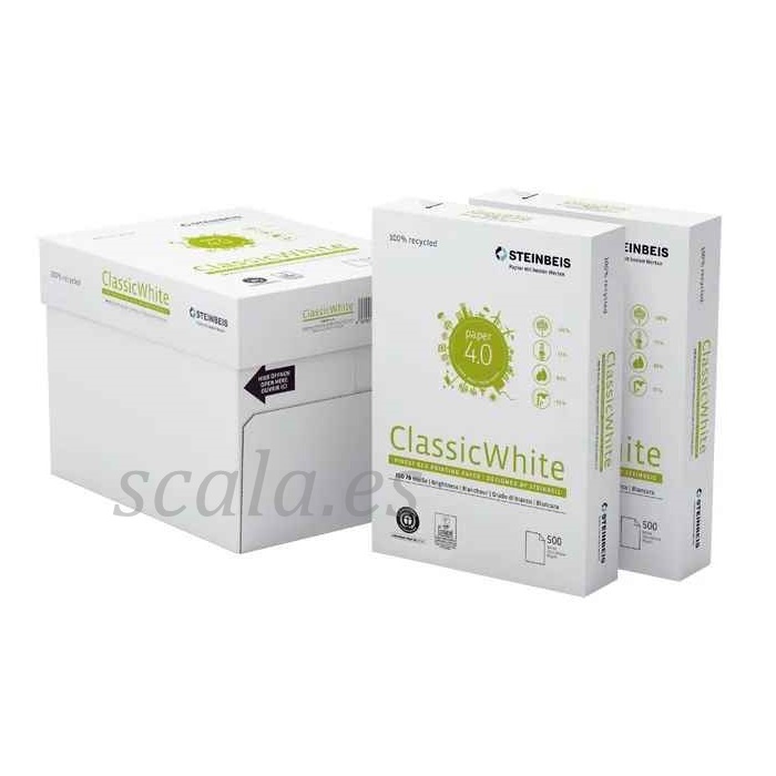Papel DIN A4 Reciclado - 80 Gramos - STEINBEIS Classic White - Paquete 500 Hojas