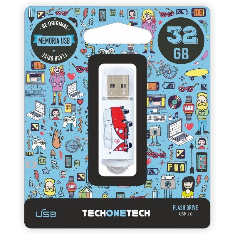 Pendrive Tech One Tech • Camper Van-Van • 32GB • USB 2.0 • TEC4004-32