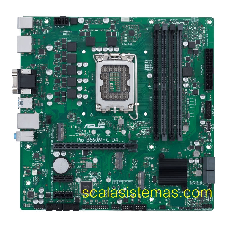 Placa Base Micro ATX Asus PRO B660M-C D4-CSM - Intel LGA 1700 - 4 x DDR4 - VGA + HDMI + DisplayPort - 90MB19B0-M0EAYC