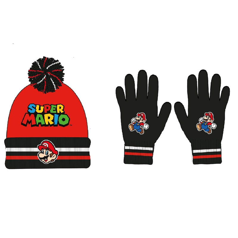 Set gorro y guantes Super Mario Bros