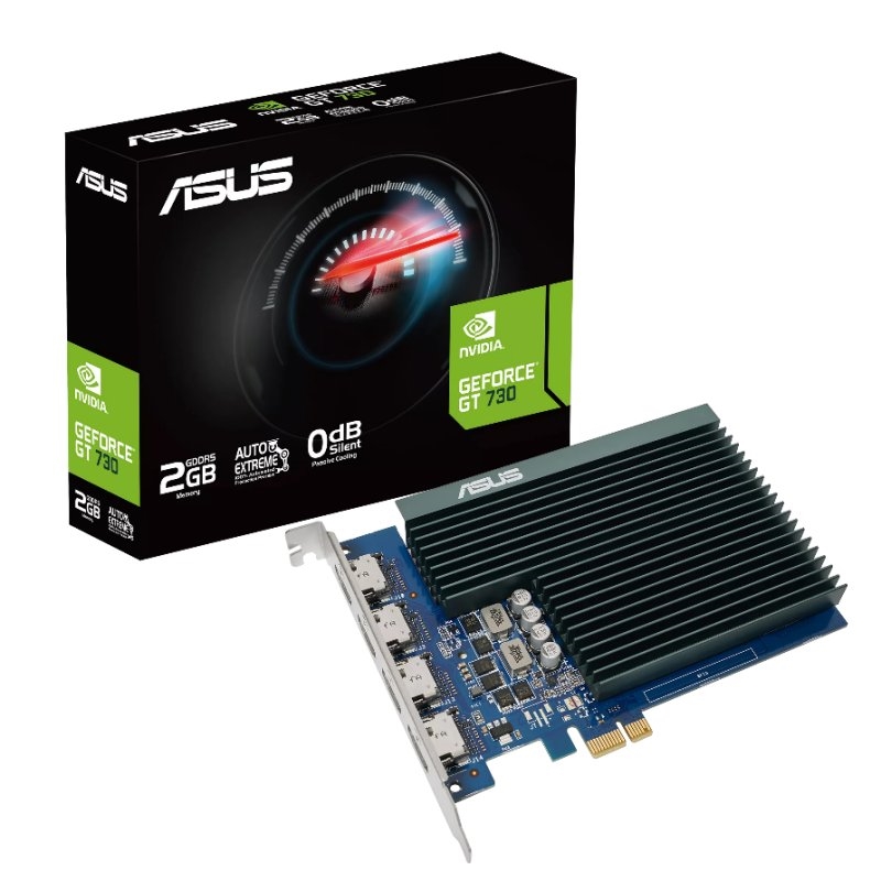 Tarjeta Gráfica Asus NVIDIA GeForce GT 730-4H-SL-2GD5 - 2GB GDDR5 - 4 Monitores - 90YV0H20-M0NA00