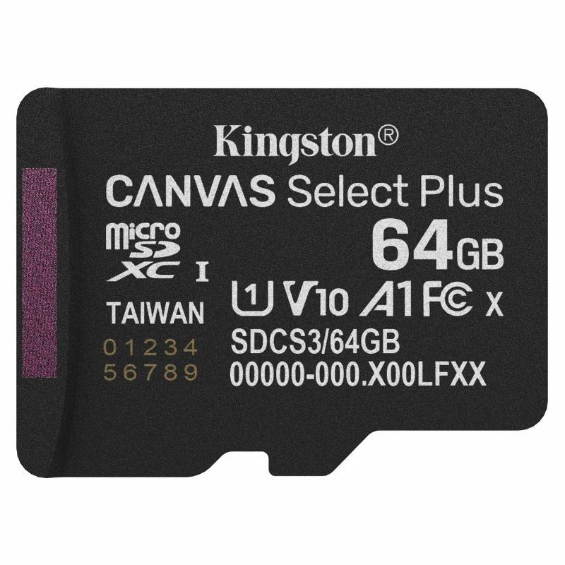 Tarjeta de Memoria MicroSD XC - 64GB - Clase 10 - Kingston CANVAS Select Plus — SDCS3/64GBSP