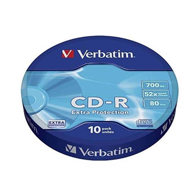 Tarrina 10 Unidades CD-R Verbatim Datalife 52X • 700MB • Extra Protección • 43437