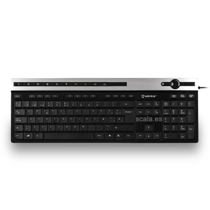 Teclado Multimedia Unykach A2930 - USB - Diseño Slim - 105 Teclas + 12 Multimedia - Color Negro