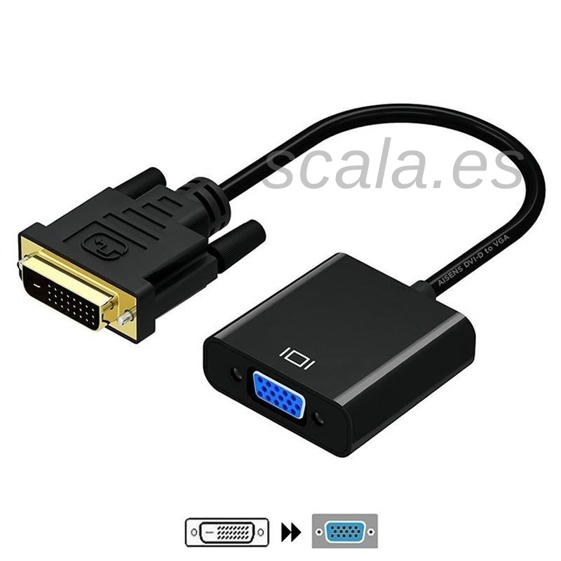 Adaptador DVI 24+1 Macho a VGA HDB15 Hembra - Aisens A147-0352 - USB a Micro USB - Negro - 10 CM