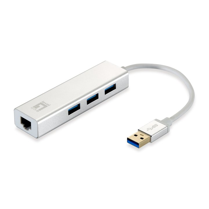 Adaptador USB 3.0 a Gigabit Ethernet Rj45 + HUB USB 3.0 — Level One USB-0503