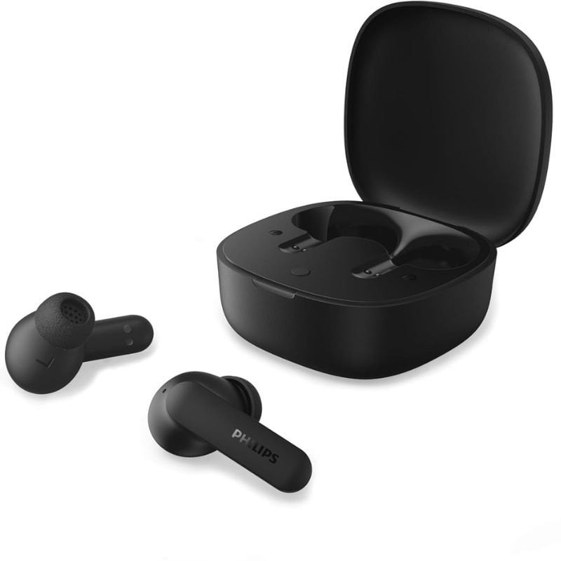 Auriculares Bluetooth Philips TAT2100BK - Con Estuche de Carga - Autonomía 8 Horas - Negros