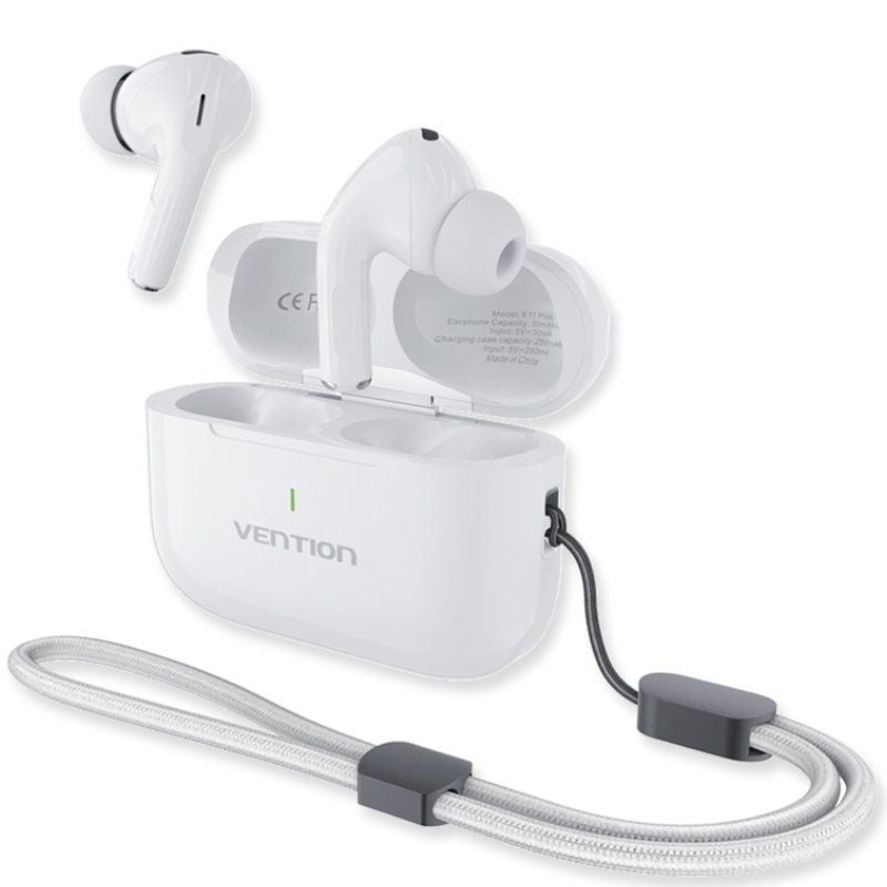 Auriculares Bluetooth Vention Echo Lite E11 Plus - Con Estuche de Carga - Autonomía 30h - Blancos — NBVW0-PLUS
